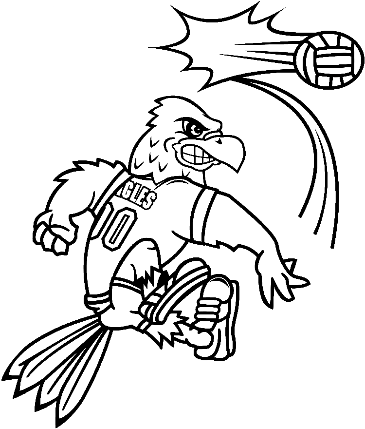 Bird Playing Volleyball Coloring Page