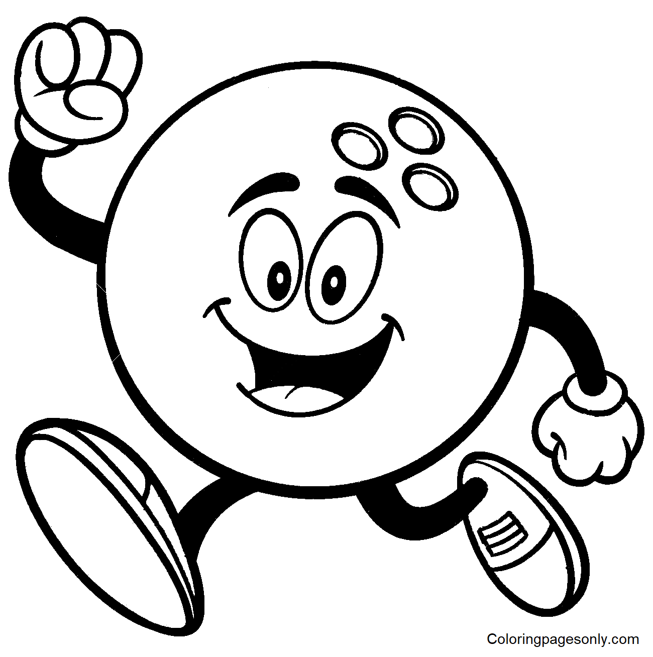 Bowling Ball Running Coloring Page