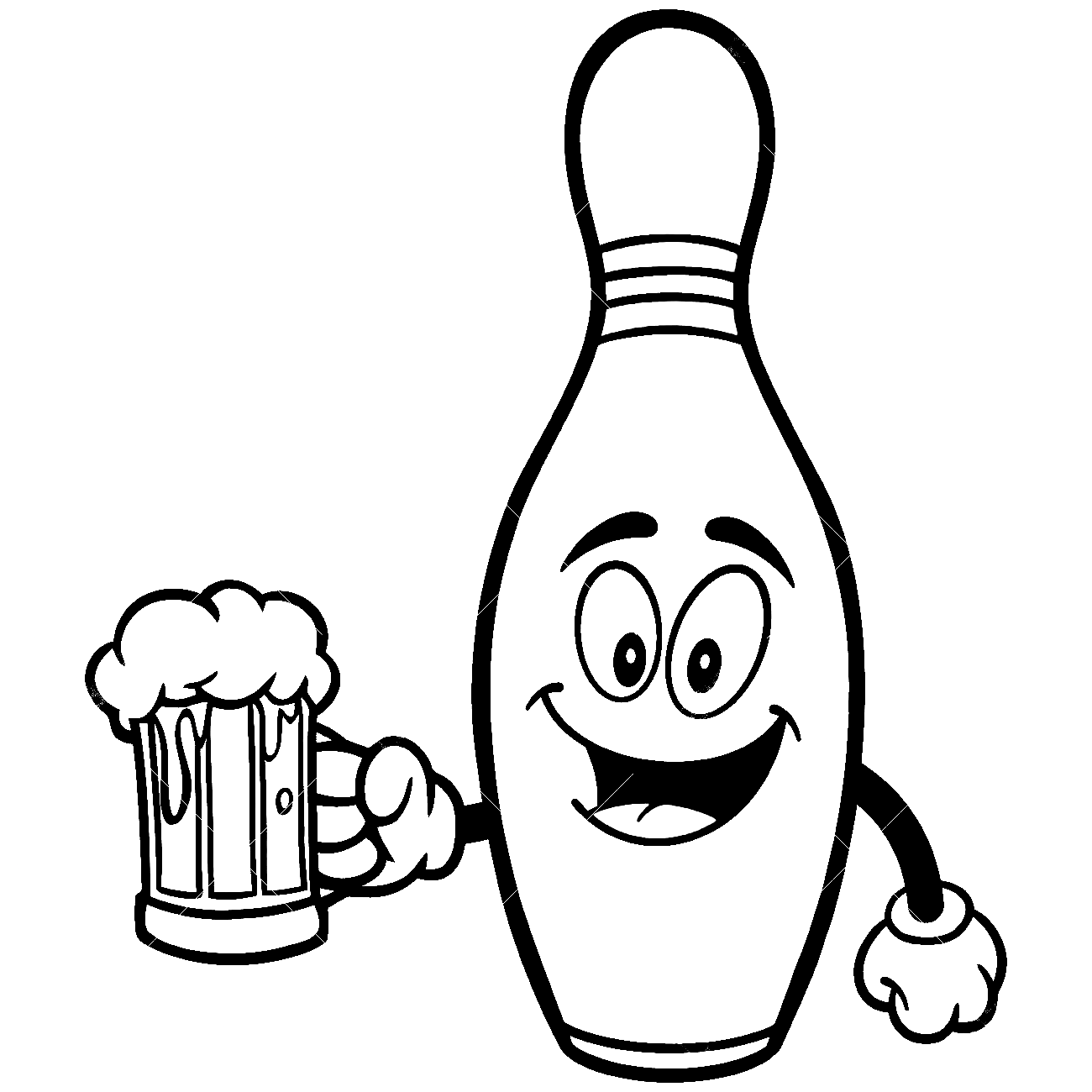 Bowling Pin with Beer Coloring Page