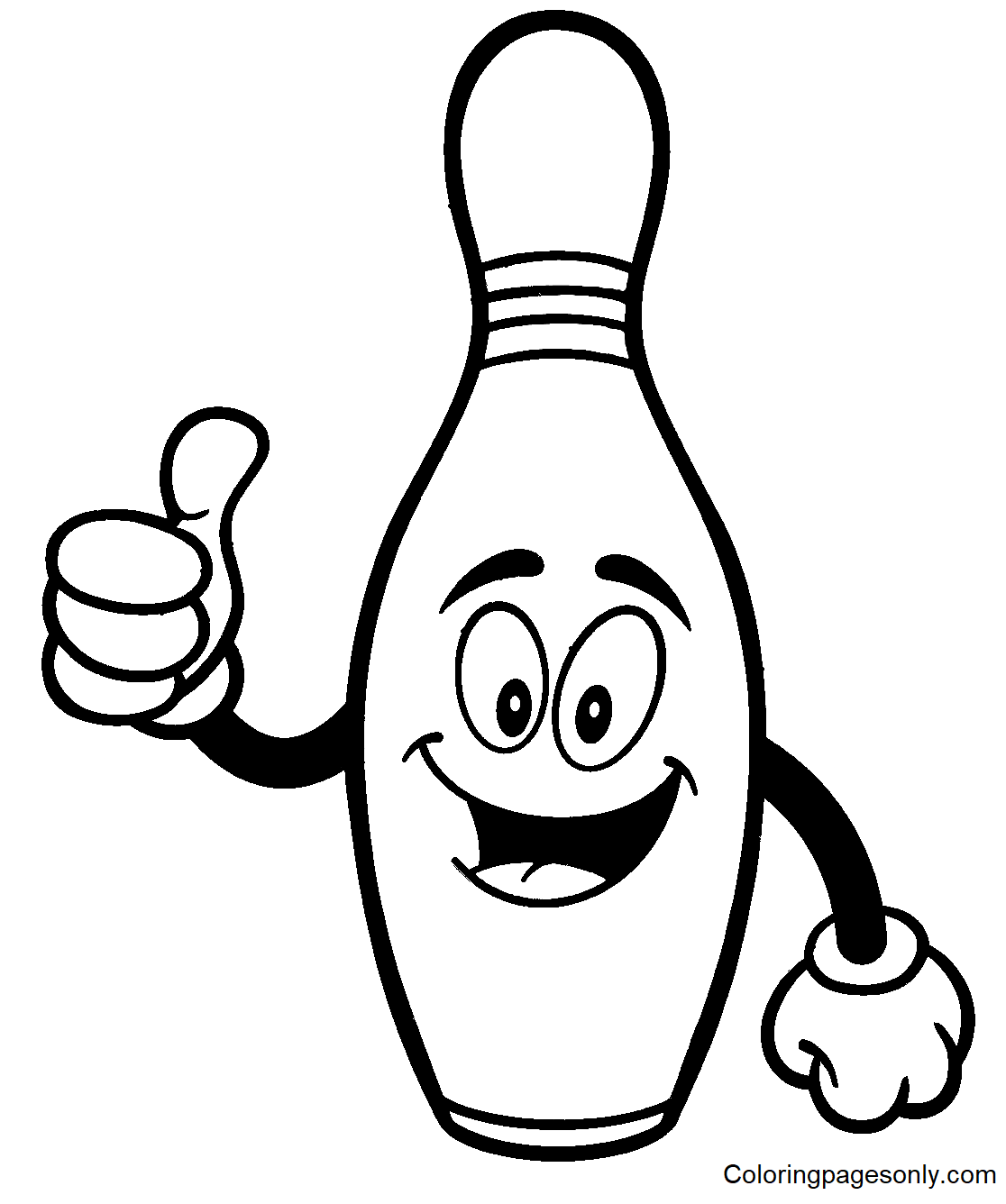 Bowling Pin with Thumbs Up Coloring Page