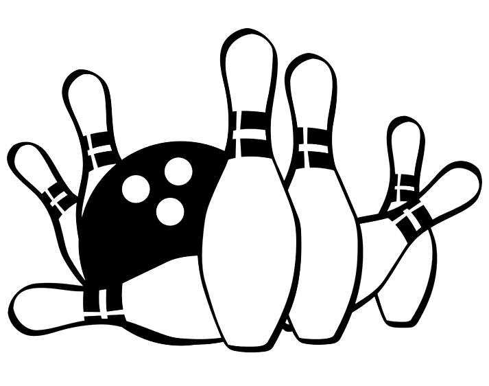 Boule de bowling avec épingles de bowling