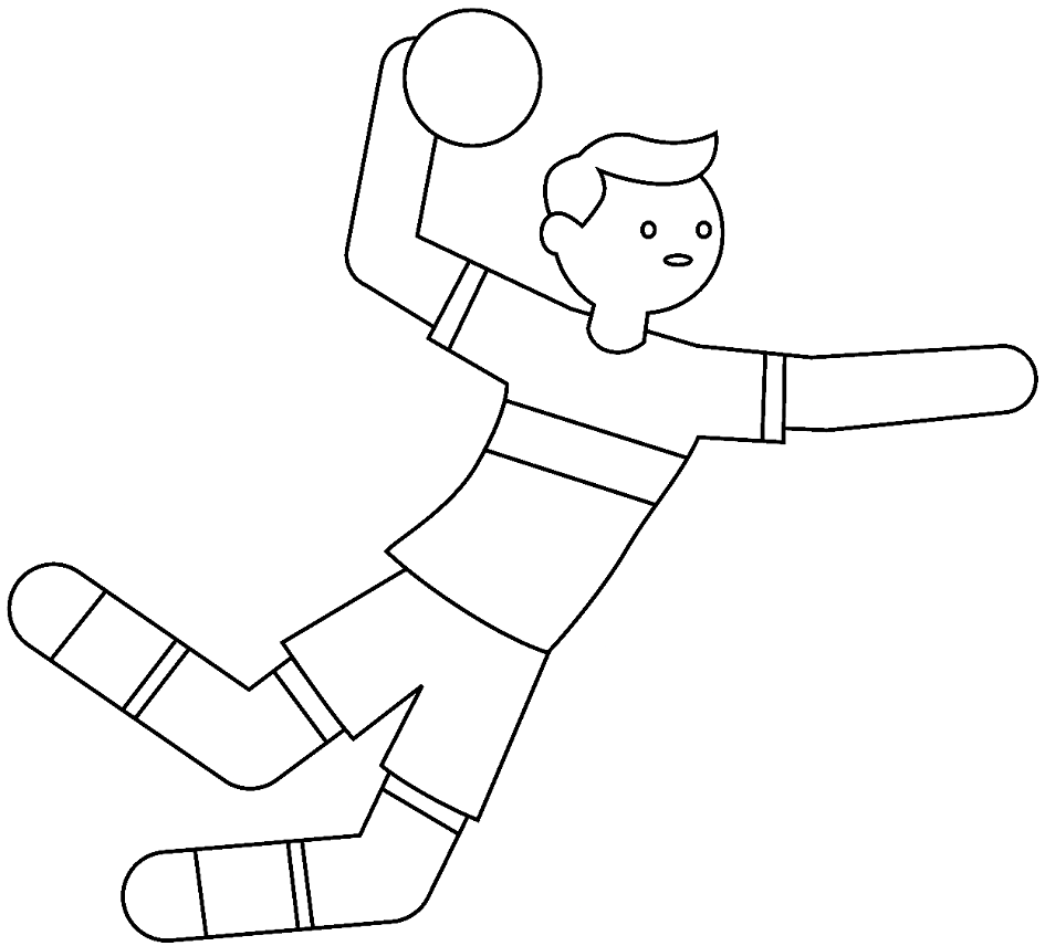 Coloriage garçon jouant au handball
