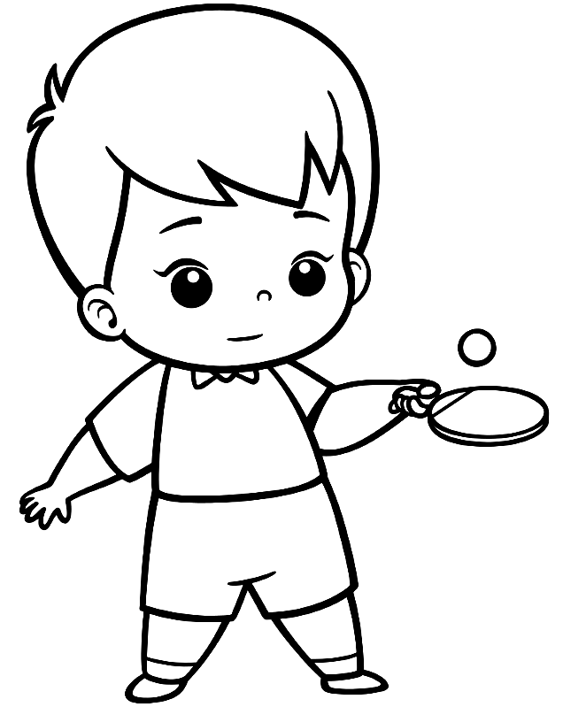 Boy Playing Table Tennis Coloring Page
