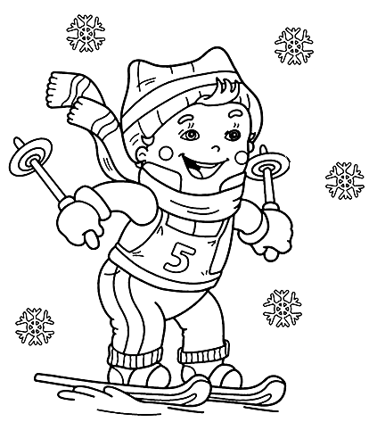 Раскраска Мальчик Зимние виды спорта