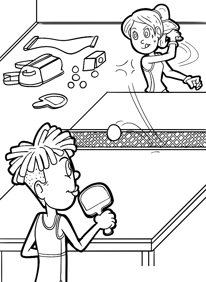 Garçon et fille jouant au tennis de table du tennis de table
