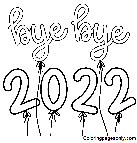 Bye Bye 2022 Coloring Page