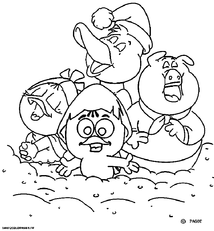 Calimero Characters Singing Coloring Page