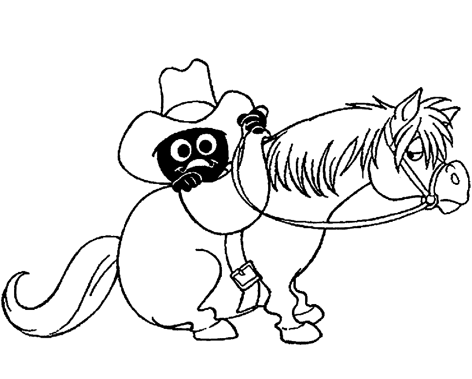 Раскраска Калимеро с лошадью
