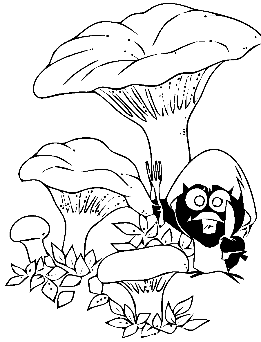 Раскраска Калимеро с грибами