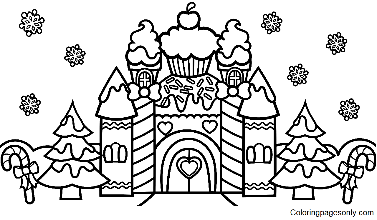 Desenho para colorir do castelo da terra dos doces