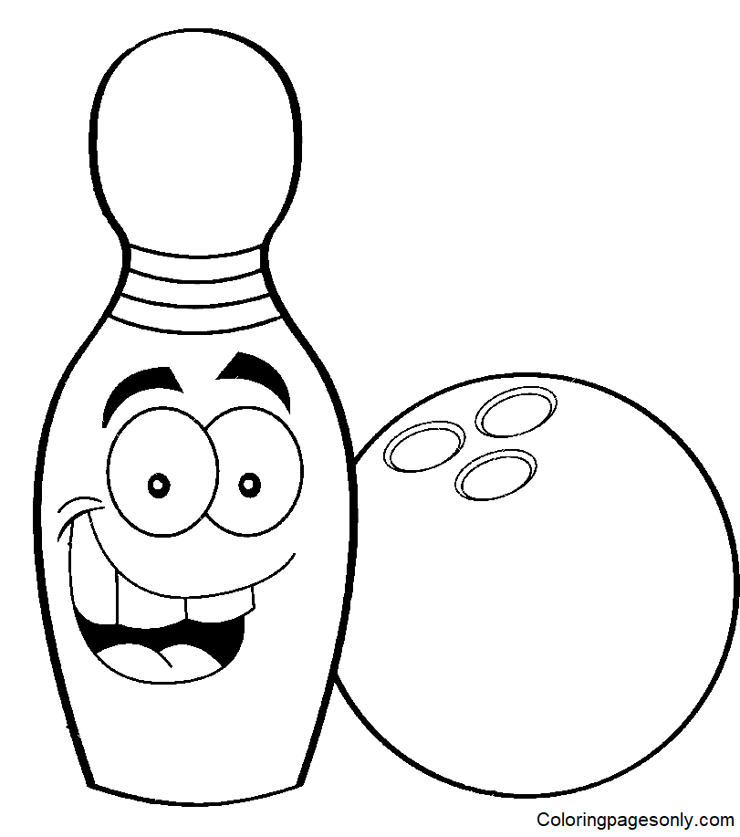 Pino de boliche de desenho animado com bola de boliche