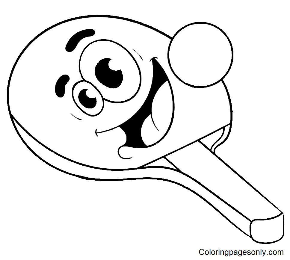 Cartoon Table Tennis with Ball Coloring Page