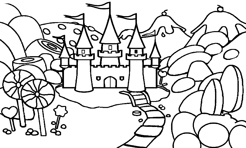 糖果乐园着色页中的城堡