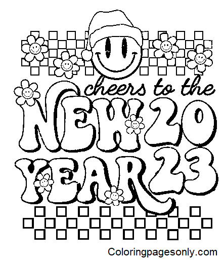 Cheers to the New Year 2023 Coloring Pages
