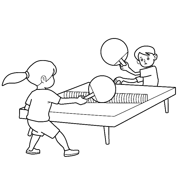 Kinderen spelen tafeltennis van Tafeltennis