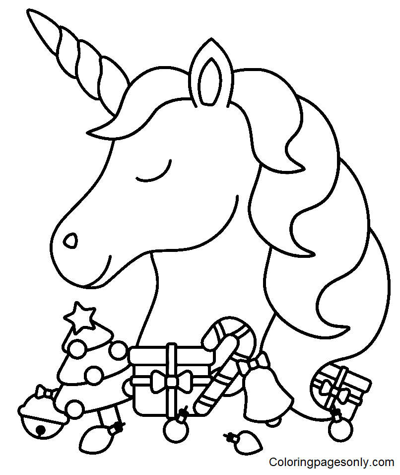 Cabeza de unicornio navideño de Navidad 2022