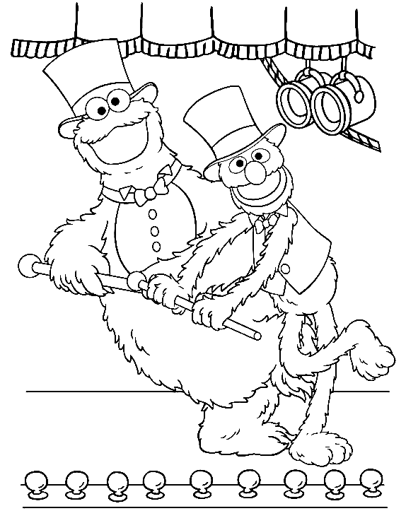 Cookie Monster and Grover Coloring Pages