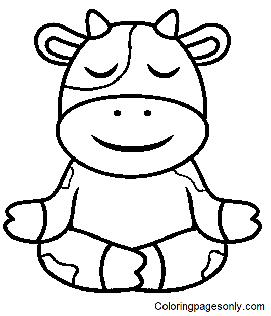 Cow In Yoga Pose Coloring Page