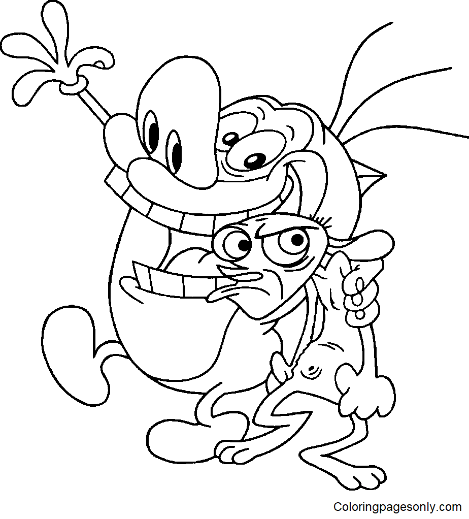 Crazy Stimpy and Ren Coloring Page