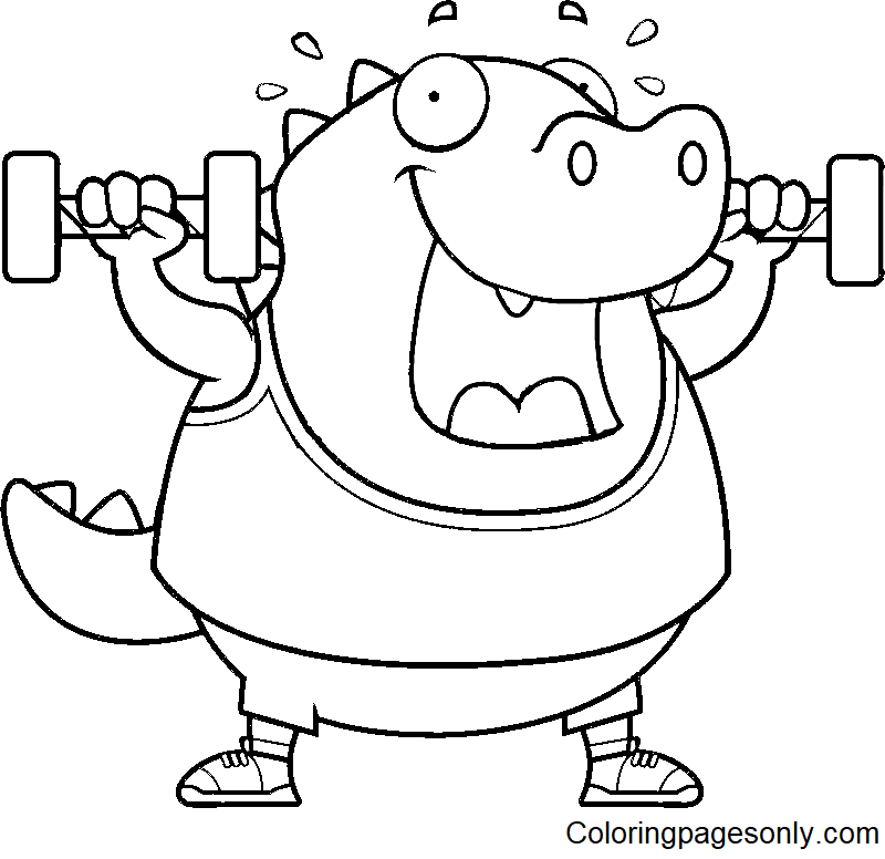 Crocodile Dumbbells Coloring Pages