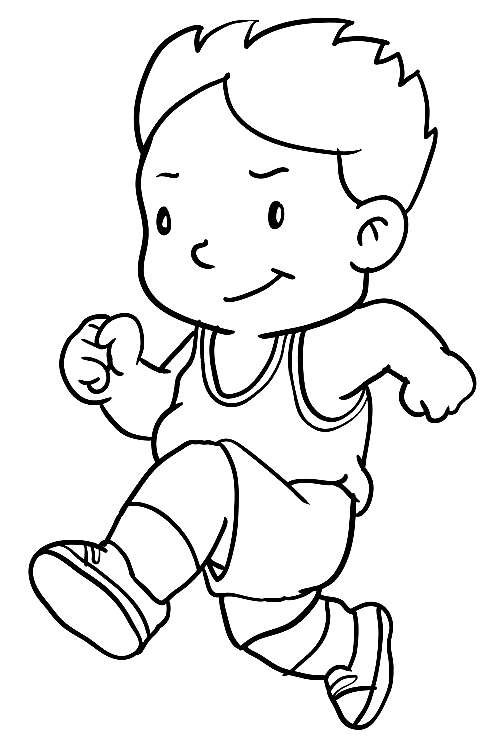 Cute Boy Running Coloring Page
