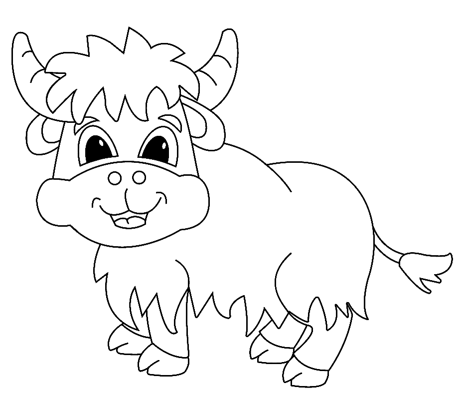 Cute Cartoon Yak Coloring Pages