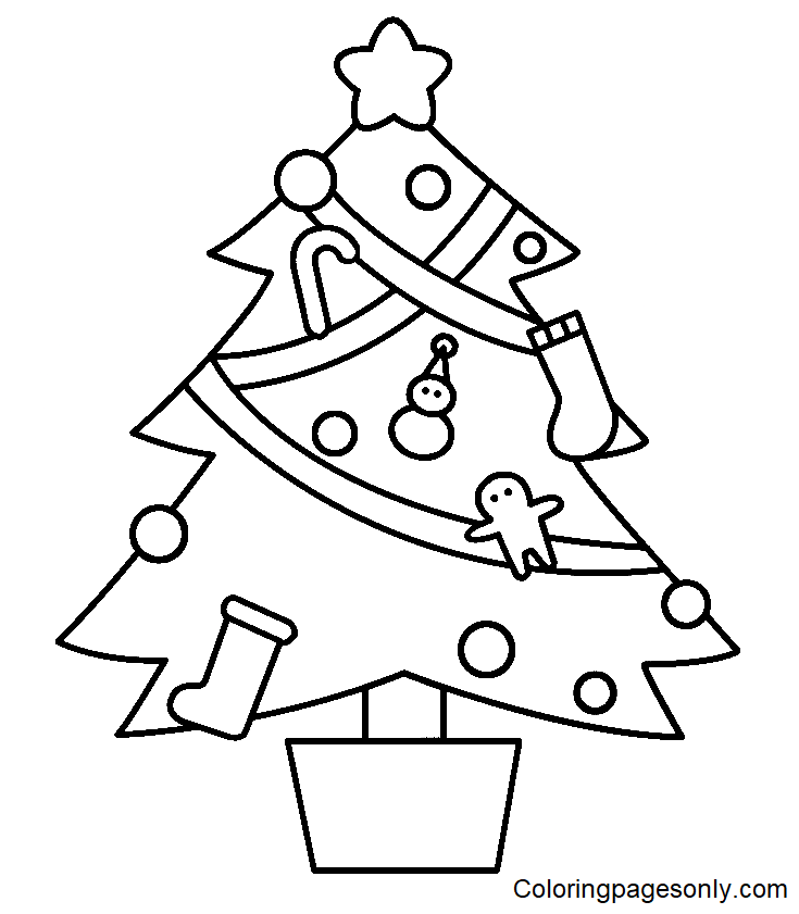 Cute Christmas Tree Coloring Pages