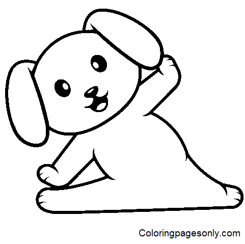 Coloriage chien mignon en posture de yoga