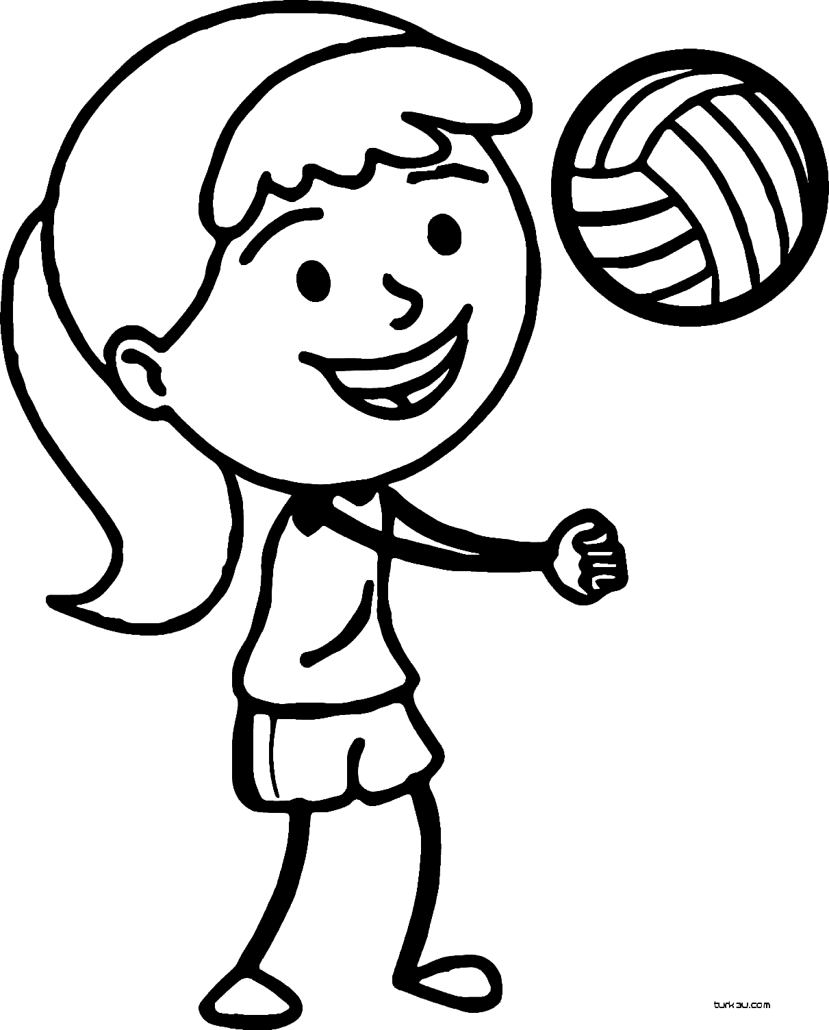 Cute Girl Playing Volleyball Coloring Page