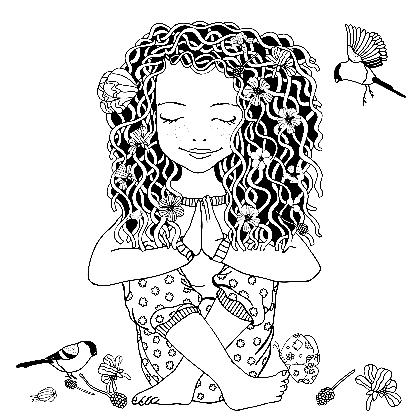 Cute Girl in Yoga Pose Coloring Page