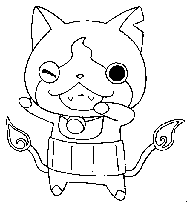 Cute Jibanyan for Kids Coloring Page