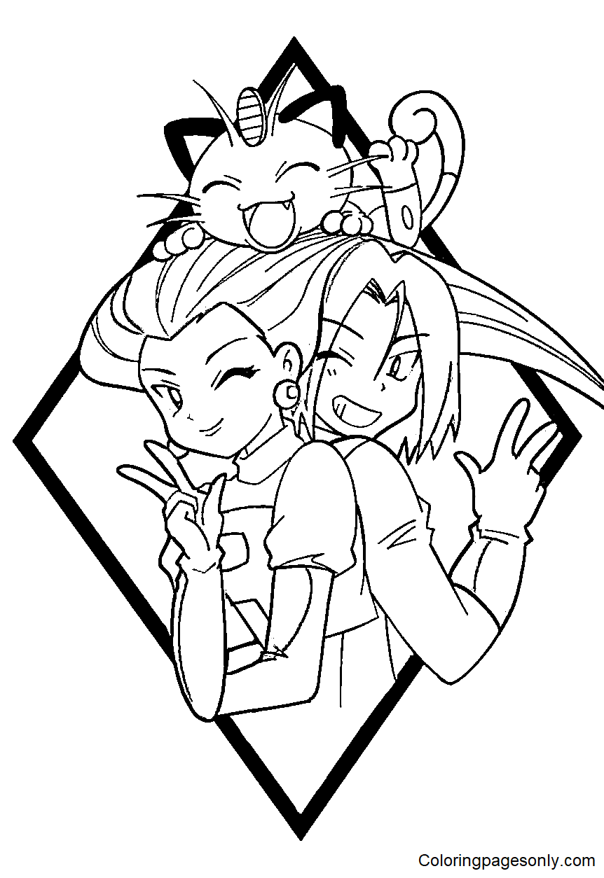 Cute Team Rocket Coloring Pages