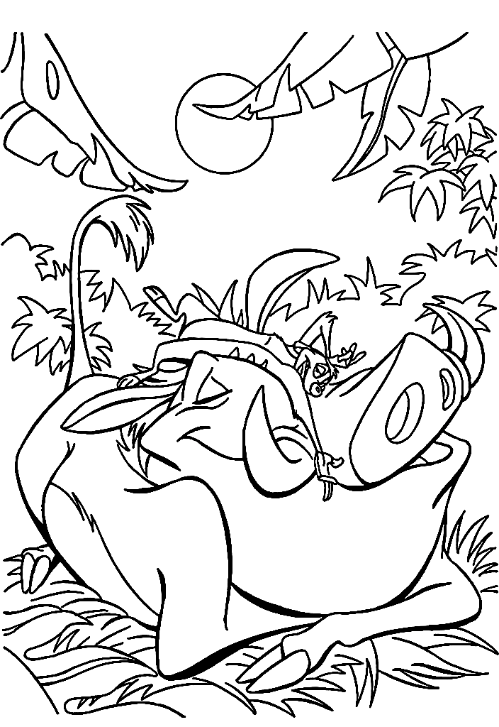 Cute Timon and Pumbaa Coloring Page