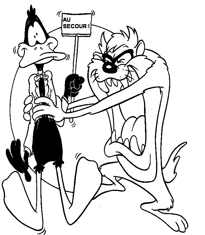 Daffy And Taz Coloring Page