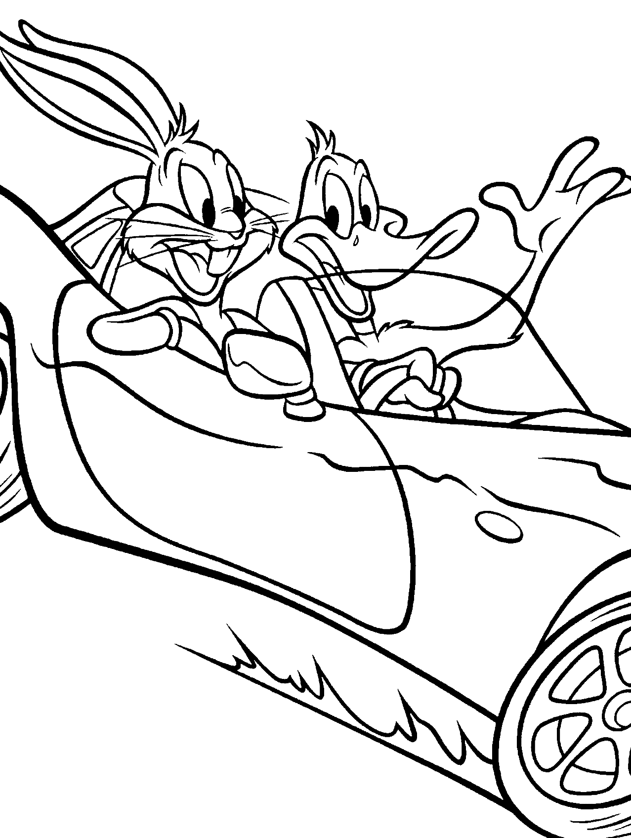 Kleurplaat Daffy Duck en Bugs Bunny