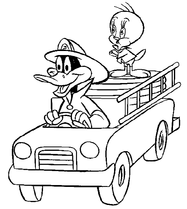 Daffy Duck en Tweety Bird Kleurplaat
