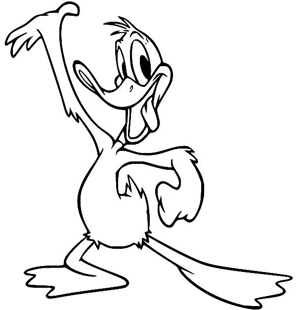 Dansende Daffy Duck Kleurplaat