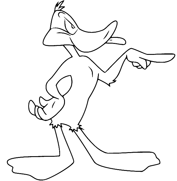 Daffy Duck Pointing Coloring Page