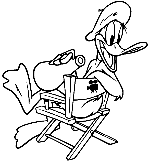 Раскраска Даффи Дак на стуле