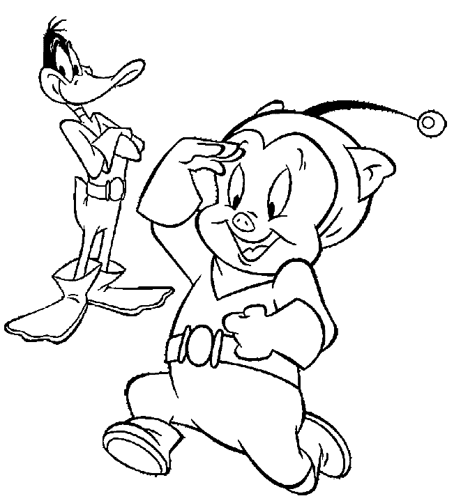 Daffy Duck with Porky Pig Coloring Pages