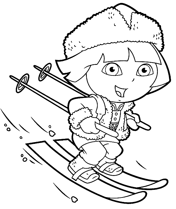 Dora esquiando de deportes de invierno