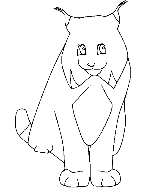 Easy Lynx for Kids Coloring Page