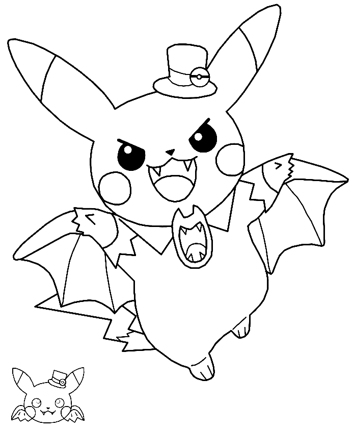 Evil Pikachu Halloween Coloring Page