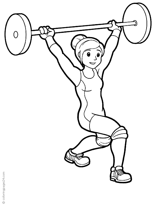 Female Weightlifting Coloring Page