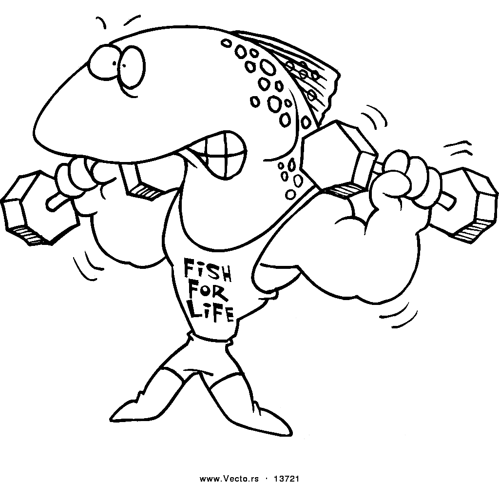 Fish Lifting Weights Coloring Pages