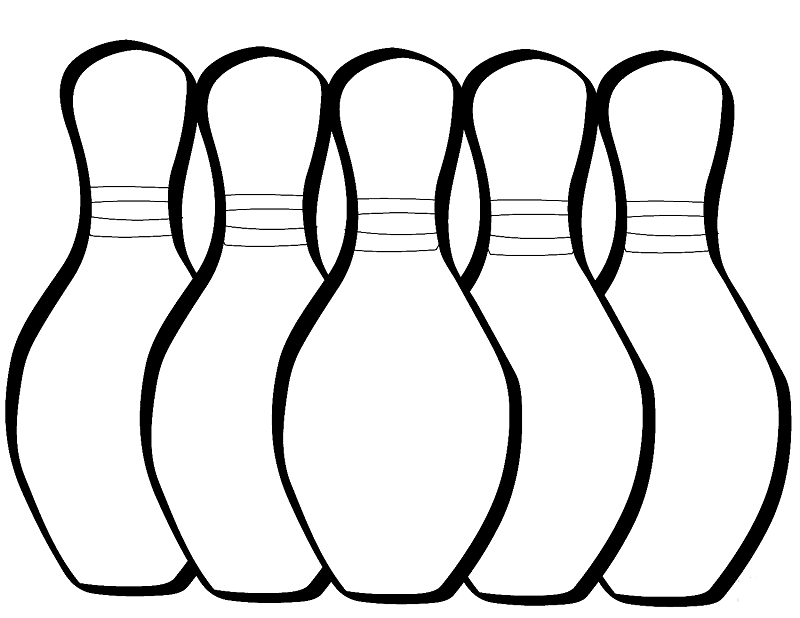 Five Bowling Pins Coloring Page