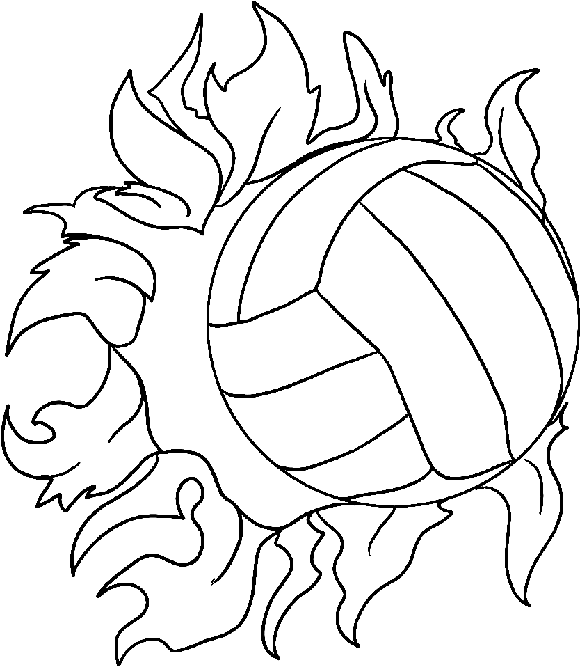 Flaming Volleyball Ball Coloring Pages