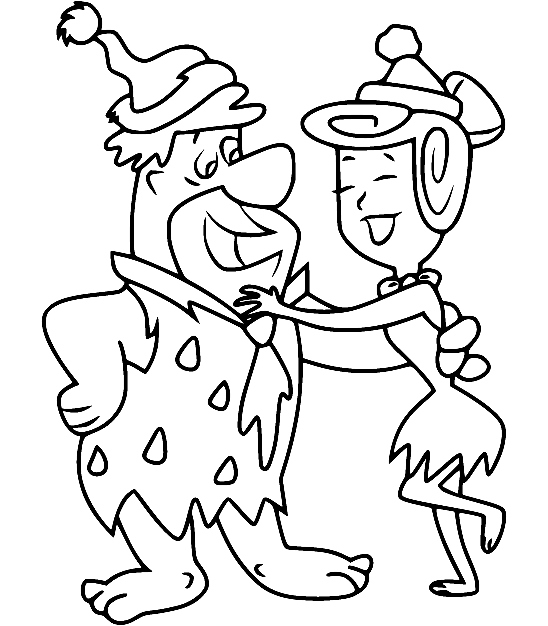 Flintstones nella pagina da colorare del cappello di Natale