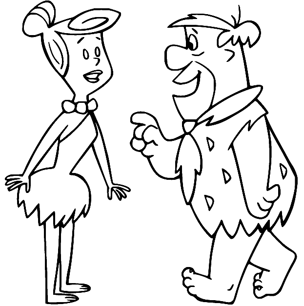Fred conversando com Wilma dos Flintstones