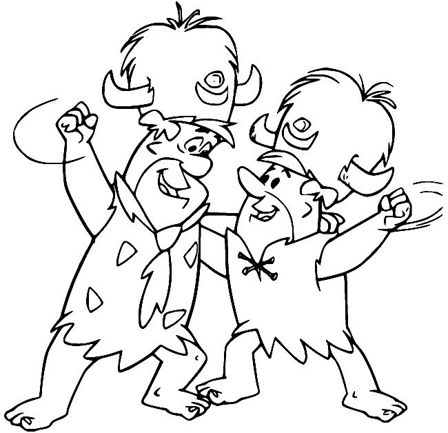 Fred and Barney in the Horn Hat Coloring Pages